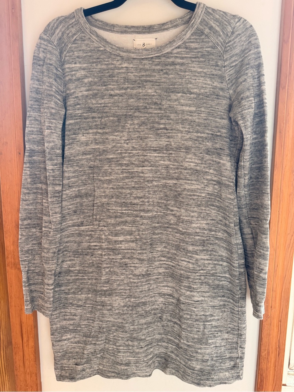 Lou & Gray 100% Cotton Marled Gray Long Sleeve Mini Dress Size Small
